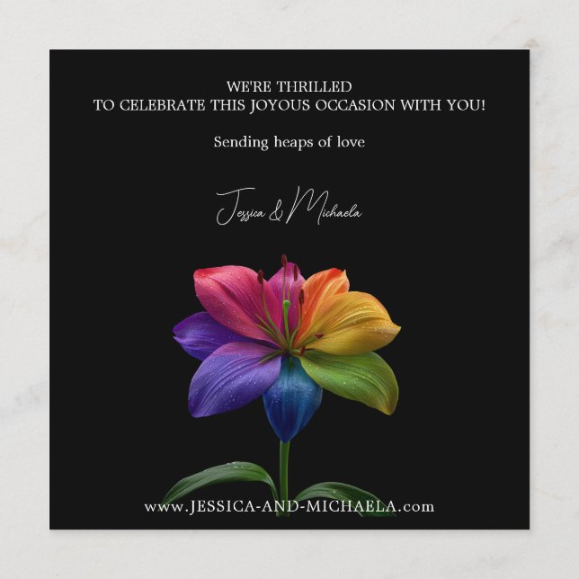 🌈 Rainbow Lily Save the Date — Square Spara Datumet (Baksida)