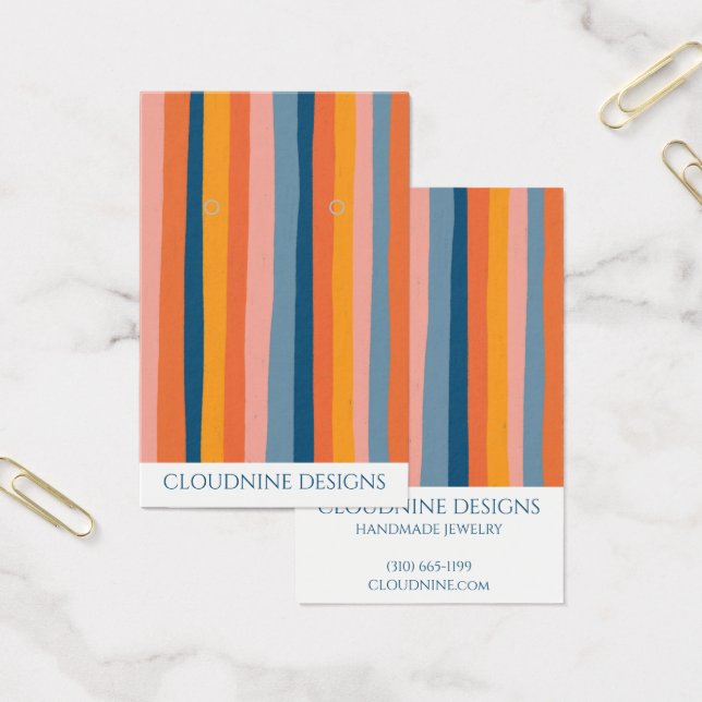 Rainbow Line Earring Necklace Jewelry Visning Card Visitkort (Kontor)