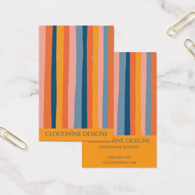 Rainbow Line Earring Necklace Jewelry Visning Card Visitkort (Kontor)