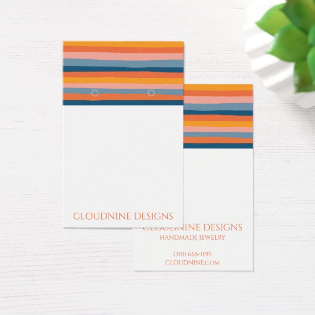 Rainbow Line Earring Necklace Jewelry Visning Card Visitkort (Skivbord)