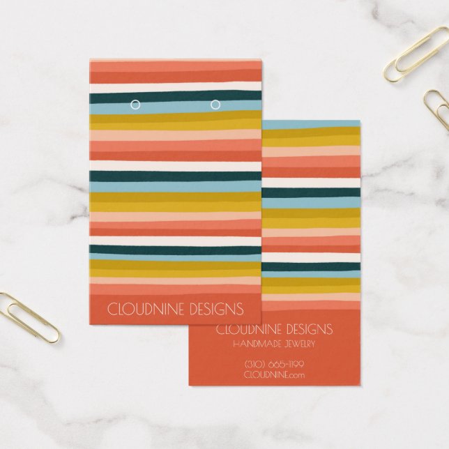 Rainbow Line Earring Necklace Jewelry Visning Card Visitkort (Kontor)