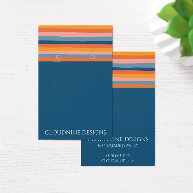 Rainbow Line Earring Necklace Jewelry Visning Card Visitkort (Skivbord)