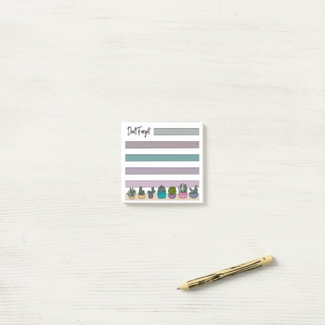 Rainbow Lined Potted Succulents & Cacti - Post-it  (På skrivbordet)