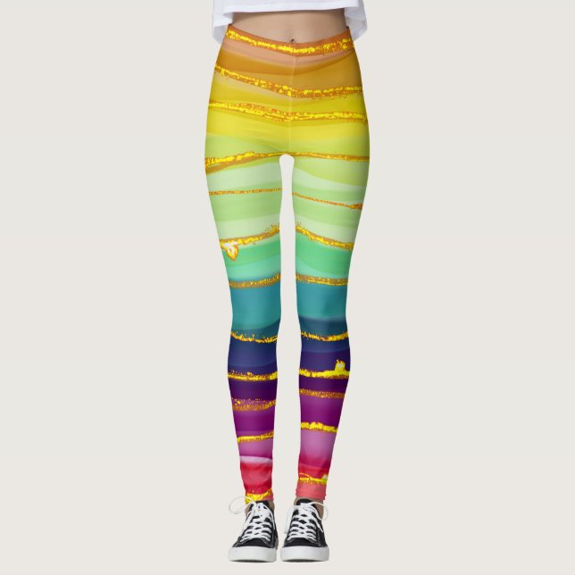 Rainbow linjer: abstraktens lyxsammansättning. leggings (Framsida)
