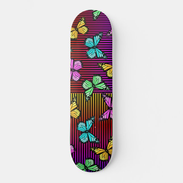 Rainbow Linjer Butterflies Mini Skateboard Bräda 18,5 Cm (Framsida)