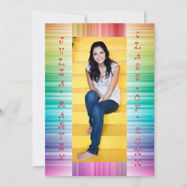 Rainbow Linjer med Photo - Grad Announcement Inbjudningar (Framsida)