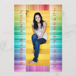 Rainbow Linjer med Photo - Grad Announcement Inbjudningar