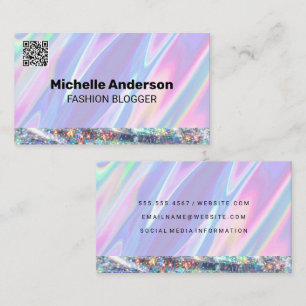 Rainbow Liquid Glitter Shine QR-kod Visitkort