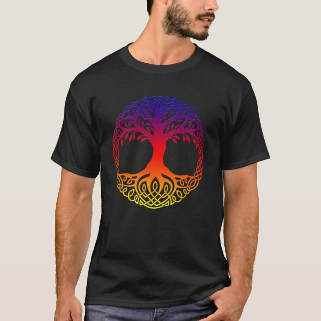 Rainbow Livets träd Yggdrasill T Shirt (Framsida)