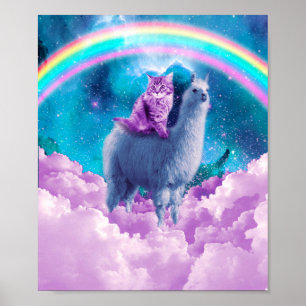 Rainbow Llama - Cat Llama Poster
