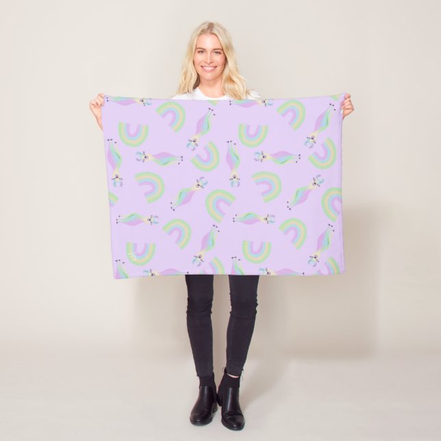 Rainbow Llamas Baby Blanket - Lavender Fleecefilt (På plats)