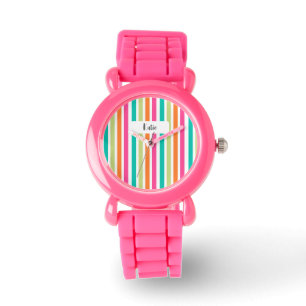 Rainbow lodrät rand färglös multifärgad armbandsur