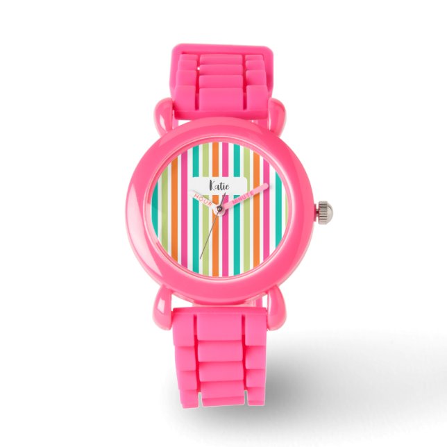 Rainbow lodrät rand färglös multifärgad armbandsur (Framsida)