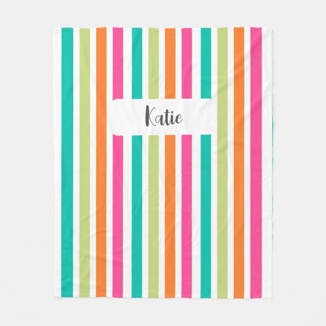 Rainbow lodrät rand färglös multifärgad fleecefilt (Framsidan)