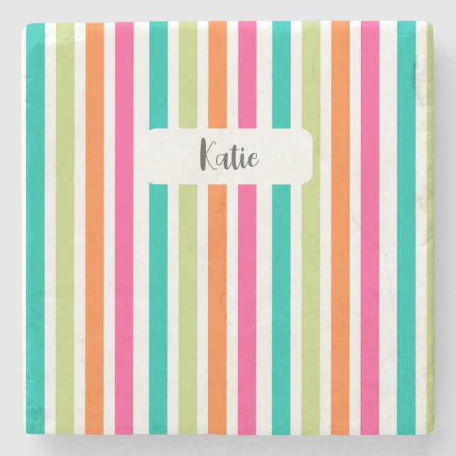 Rainbow lodrät rand färglös multifärgad stenunderlägg (Framsidan)