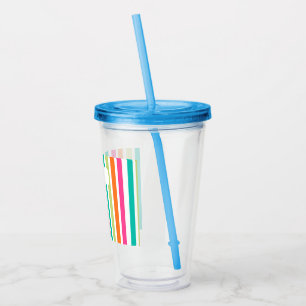 Rainbow lodrät rand färglös multifärgad take away mugg