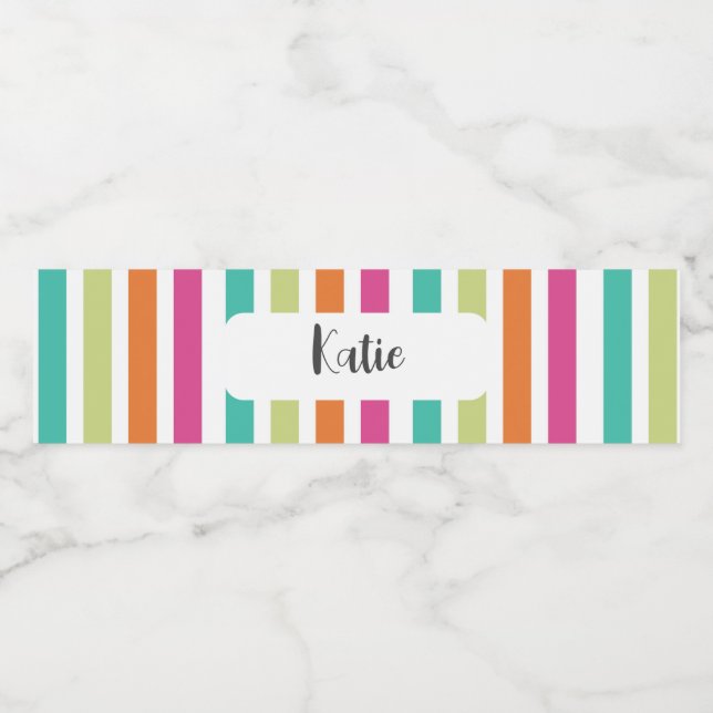 Rainbow lodrät rand färglös multifärgad vattenflaskor etikett (Singel etikett)