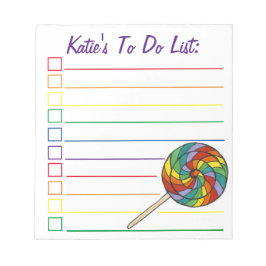 Rainbow Lollipop Candy Personlig to Do List Anteckningsblock