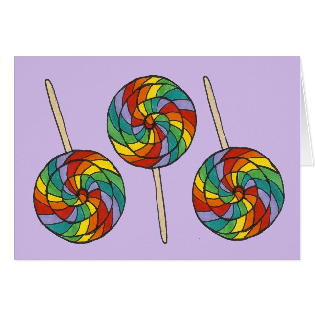 Rainbow Lollipop Candy Shop Pride Lolly Lila Hälsningskort (Framsidan Horizontal)