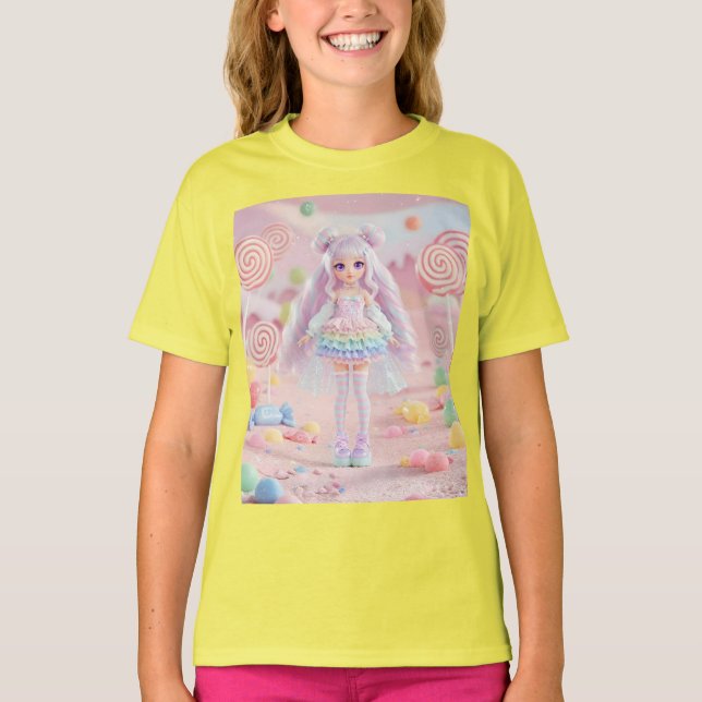 Rainbow Lollipop Kawaii Doll T Shirt (Framsida)