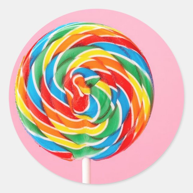 Rainbow Lollipop Runt Klistermärke (Framsida)