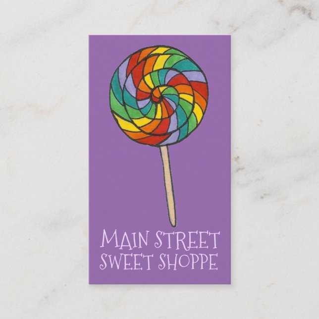 Rainbow Lolly Lollipop Candy Sweet Shop Shop Visitkort (Framsida)
