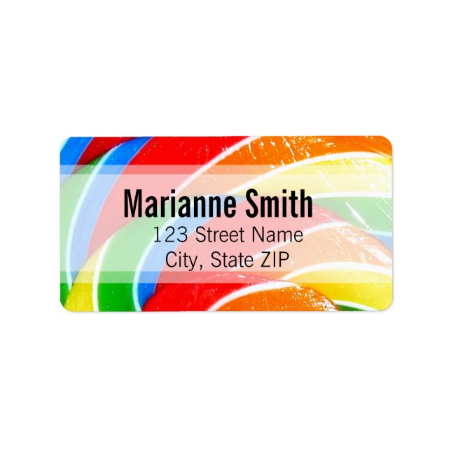 Rainbow Lolly Swirl Adressetikett (Framsidan)