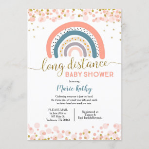 Rainbow Long Avstånd Baby Shower-inbjudan Inbjudningar