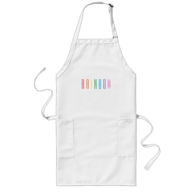RAINBOW Long White Apron Långt Förkläde (Framsidan)