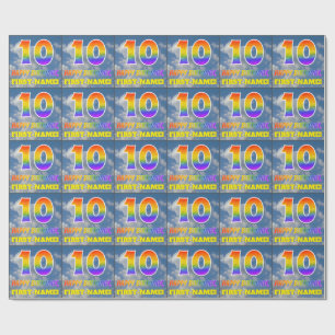 Rainbow look ’10’ & ’GRATTIS PÅ FÖDELSEDAGEN’, Clo Presentpapper