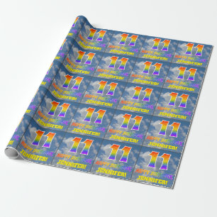 Rainbow look ’11’ & ’GRATTIS PÅ FÖDELSEDAGEN’, Clo Presentpapper