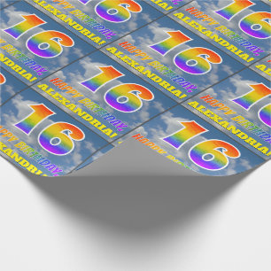 Rainbow look ’16’ & ’GRATTIS PÅ FÖDELSEDAGEN’, Clo Presentpapper