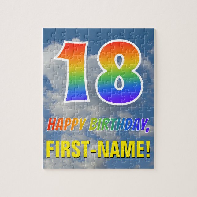 Rainbow look ’18’ & ’GRATTIS PÅ FÖDELSEDAGEN’, Clo Pussel (Vertikal)