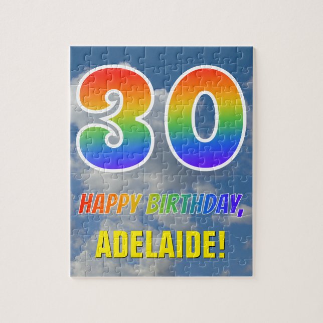 Rainbow look ’30’ & ’GRATTIS PÅ FÖDELSEDAGEN’, Clo Pussel (Vertikal)