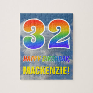 Rainbow look ’32’ & ’GRATTIS PÅ FÖDELSEDAGEN’, Clo Pussel