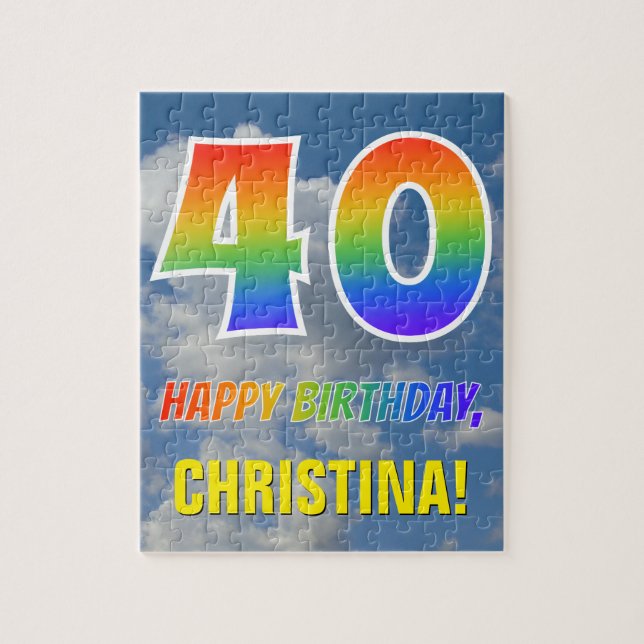 Rainbow look ’40’ & ’GRATTIS PÅ FÖDELSEDAGEN’, Clo Pussel (Vertikal)