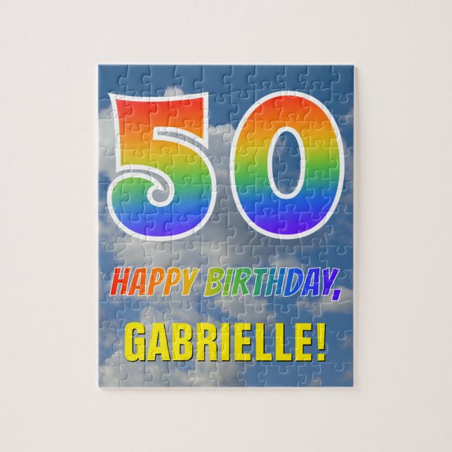 Rainbow look ’50’ & ’GRATTIS PÅ FÖDELSEDAGEN’, Clo Pussel (Vertikal)
