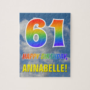 Rainbow look ’61’ & ’GRATTIS PÅ FÖDELSEDAGEN’, Clo Pussel