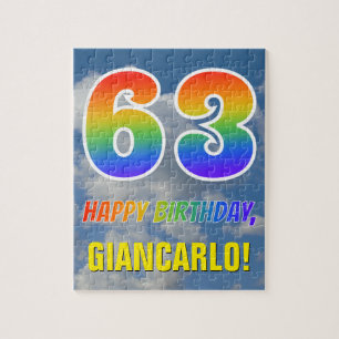 Rainbow look ’63’ & ’GRATTIS PÅ FÖDELSEDAGEN’, Clo Pussel