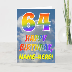 Rainbow look ’64’ & ’GRATTIS PÅ FÖDELSEDAGEN’, Clo Kort