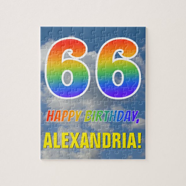 Rainbow look ’66’ & ’GRATTIS PÅ FÖDELSEDAGEN’, Clo Pussel (Vertikal)
