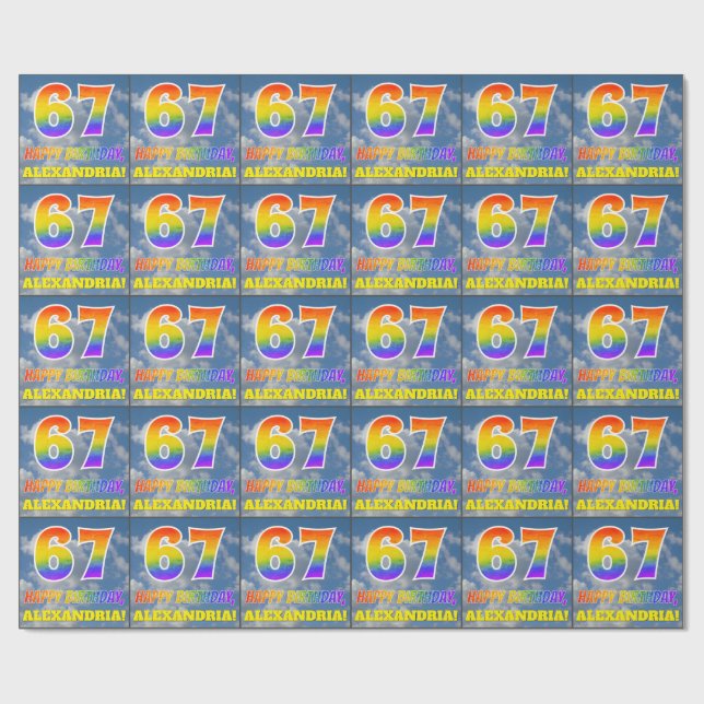 Rainbow look ’67’ & ’GRATTIS PÅ FÖDELSEDAGEN’, Clo Presentpapper (Platt)