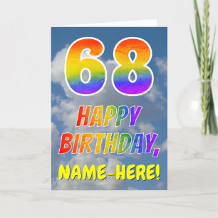 Rainbow look ’68’ & ’GRATTIS PÅ FÖDELSEDAGEN’, Clo Kort