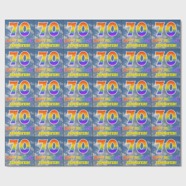 Rainbow look ’70’ & ’GRATTIS PÅ FÖDELSEDAGEN’, Clo Presentpapper (Platt)