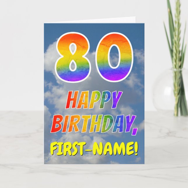 Rainbow look ’80’ & ’GRATTIS PÅ FÖDELSEDAGEN’, Clo Kort (Framsida)