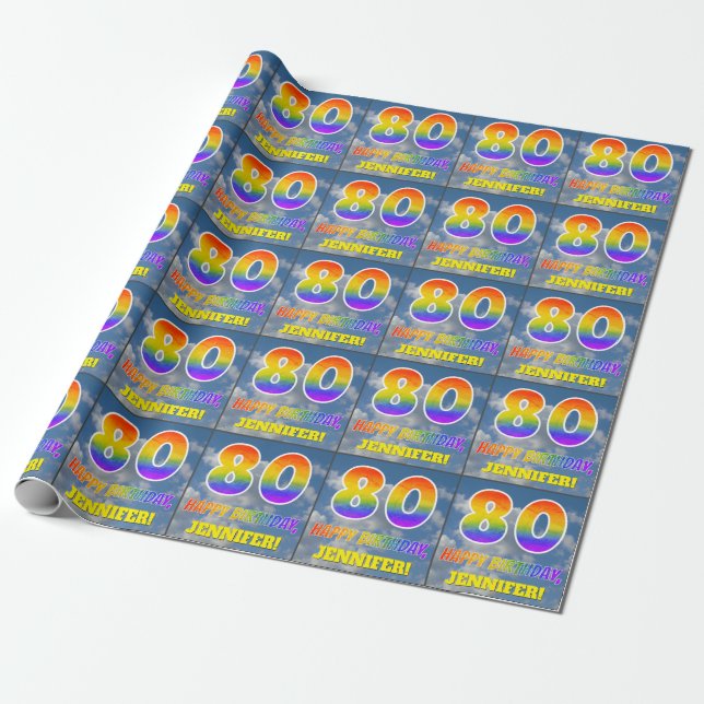 Rainbow look ’80’ & ’GRATTIS PÅ FÖDELSEDAGEN’, Clo Presentpapper (Utrullad)