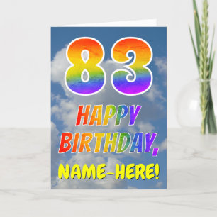 Rainbow look ’83’ & ’GRATTIS PÅ FÖDELSEDAGEN’, Clo Kort
