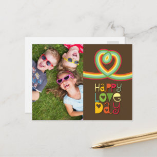 Rainbow Loopy Heart Colorful Valentine Day Photo Helg Vykort