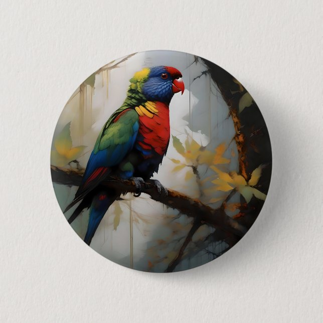 Rainbow Lorikeet Oil Paint Knapp (Framsida)