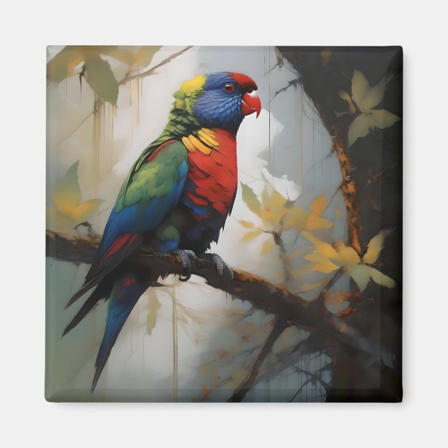 Rainbow Lorikeet Oil Paint Magnet (Framsidan)